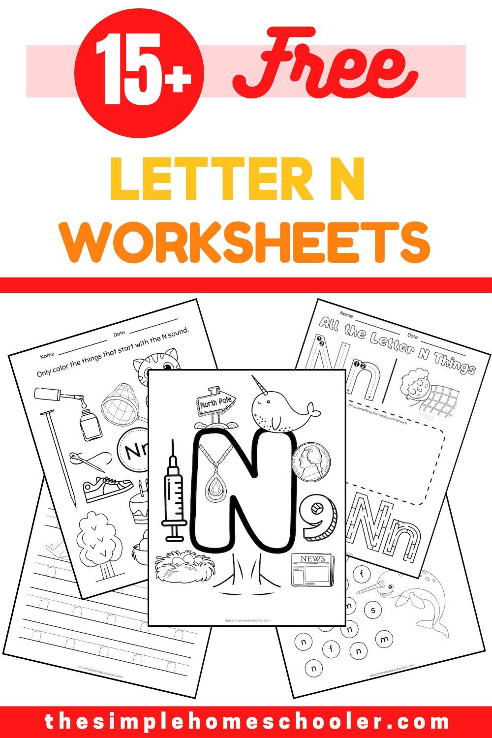 15+ Letter N Printables: Free \u0026 Easy Print! - The Simple Homeschooler, image size:1000x1500