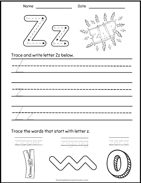 Letter Z Worksheets For Grade 1