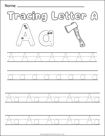 Free Letter A Tracing Worksheets: Easy Print! - The Simple Homeschooler