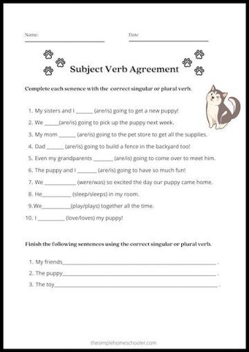 Easy Print Subject Verb Agreement Worksheets! - The Simple Homeschooler