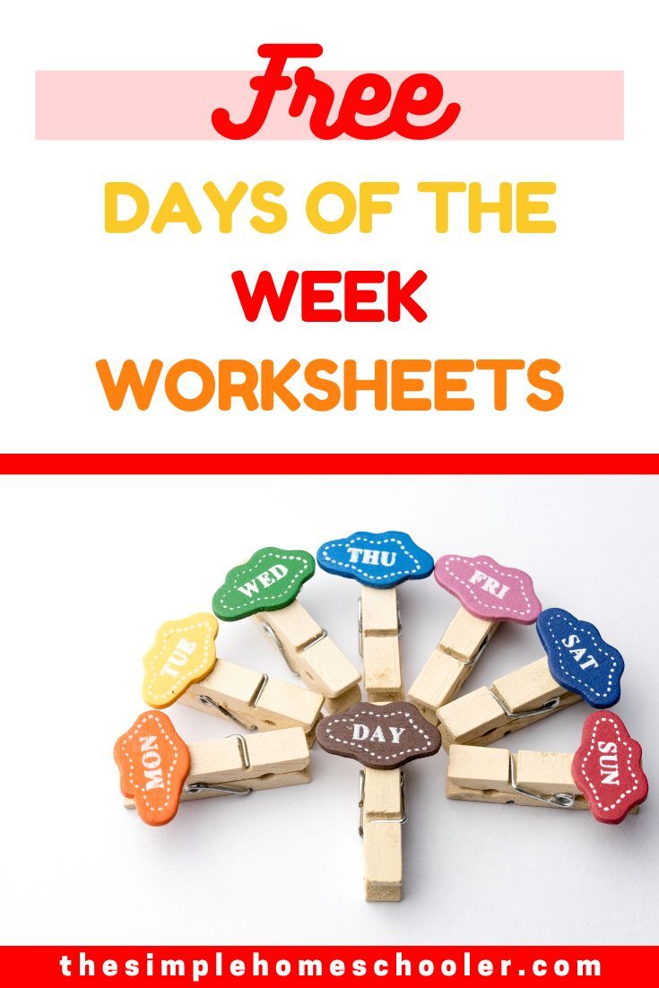 Free Days of the Week Worksheets for Kindergarten - The Simple Homeschooler
