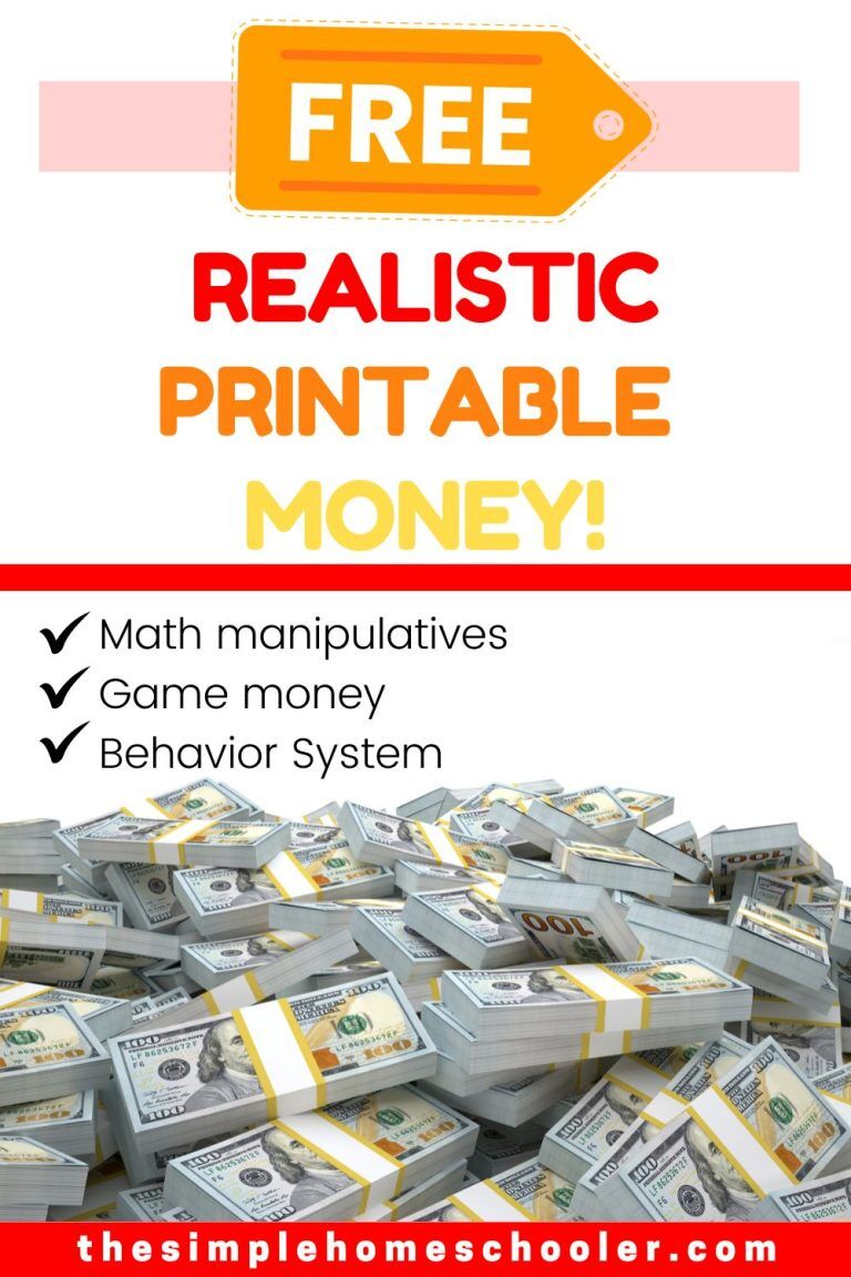 free realistic printable money: front and back, real size! - the