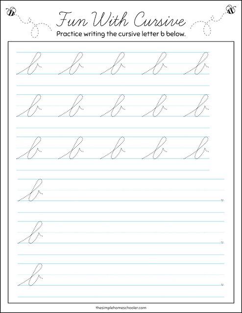 Best Free Cursive B Worksheet Packet: Easy Print! - The Simple Homeschooler