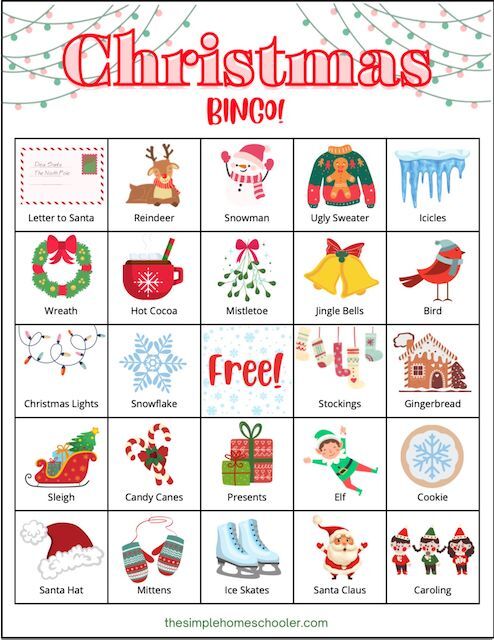 20 Holly Jolly Christmas Bingo Printables: Free! - The Simple Homeschooler